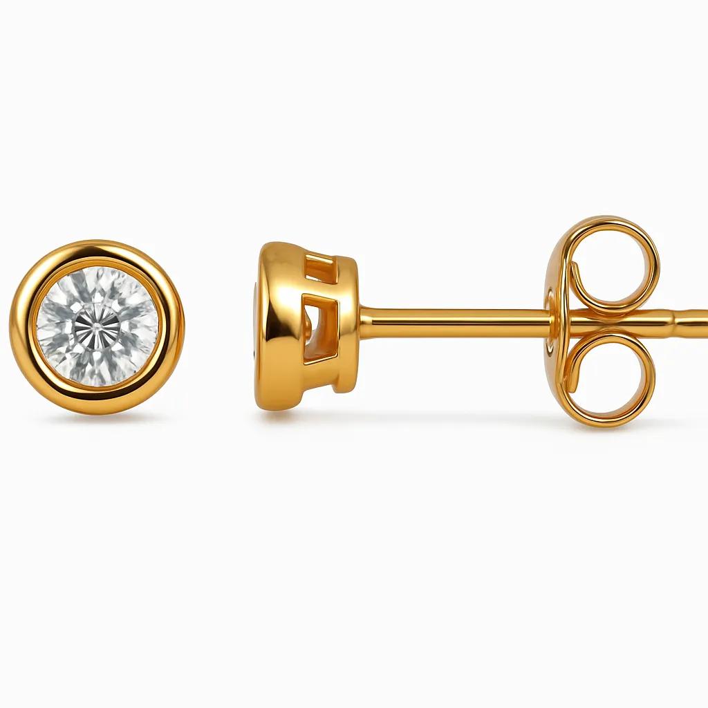 9ct Yellow Gold Lab-Grown Diamond Bezel-Set Stud Earrings