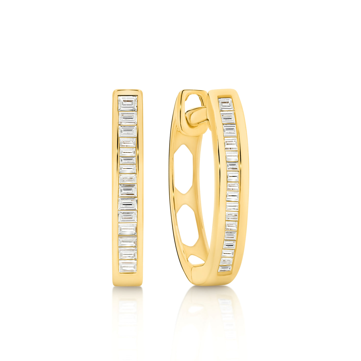 19kt Diamond Channel Set Hoop Earrings