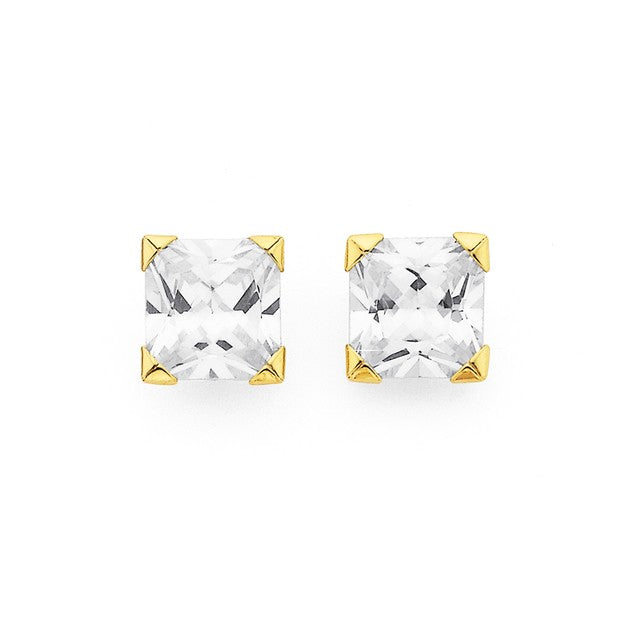 9ct Gold Princess cut - cubic zirconia