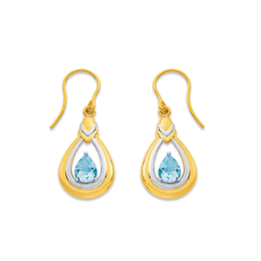 9ct Gold Blue Topaz Drop Earrings