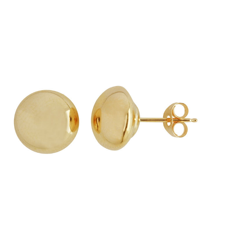 9ct Yellow Gold Flat Ball Stud Earrings