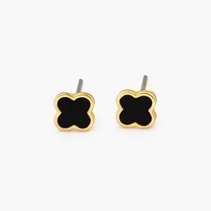 9ct Italian Gold Stud Earrings with Black Onyx
