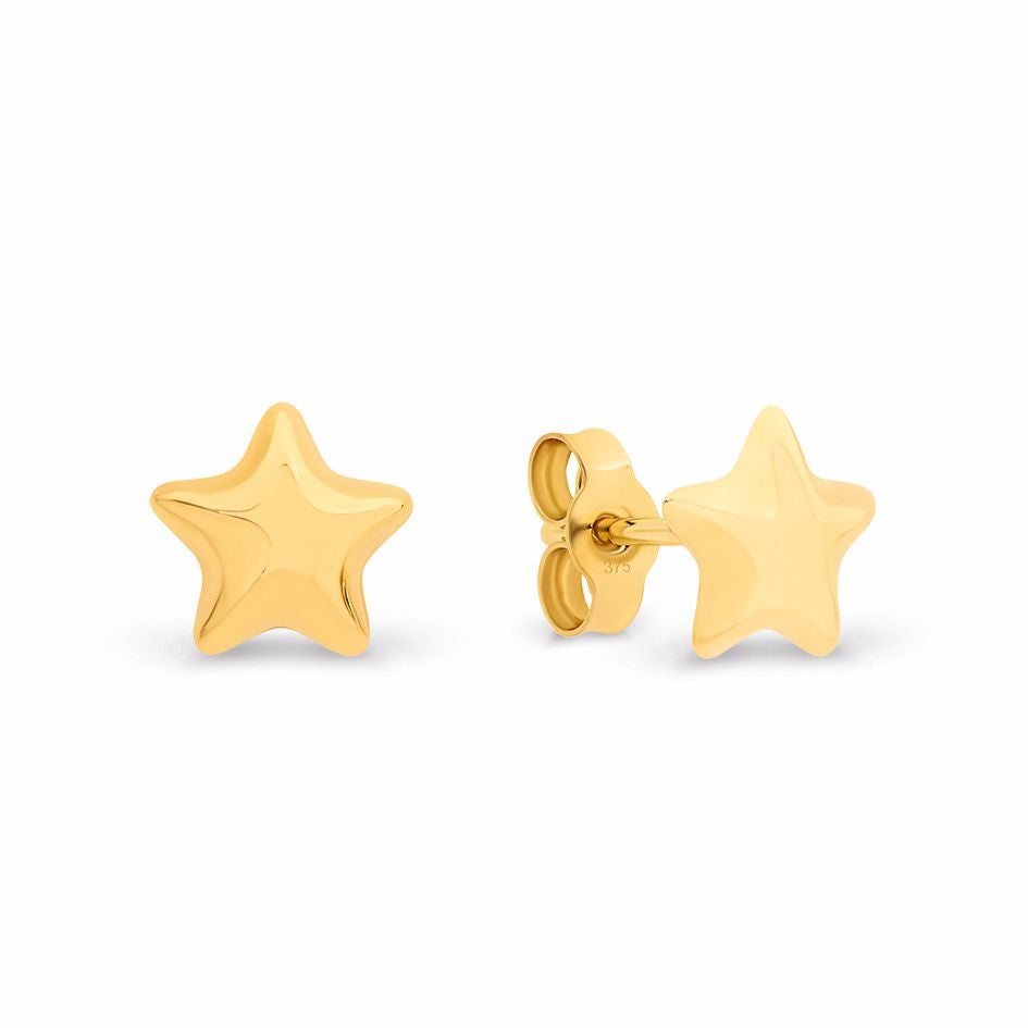 9ct Yellow Gold Star Stud Earrings