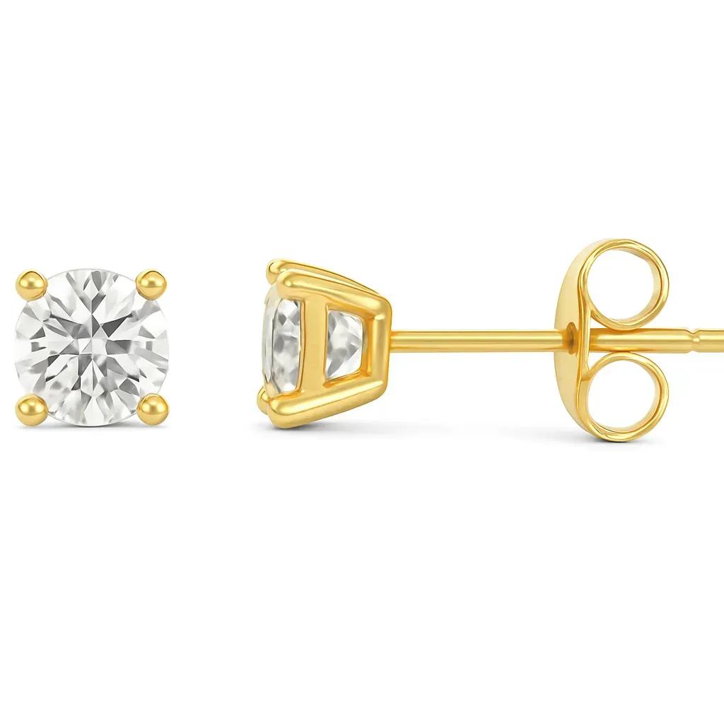 9ct Yellow Gold Ideal Cut CZ Stud Earrings 8mm
