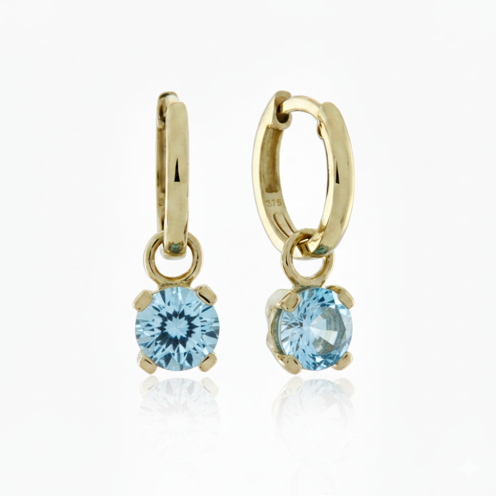 9CT Gold Natural Blue Topaz Huggies