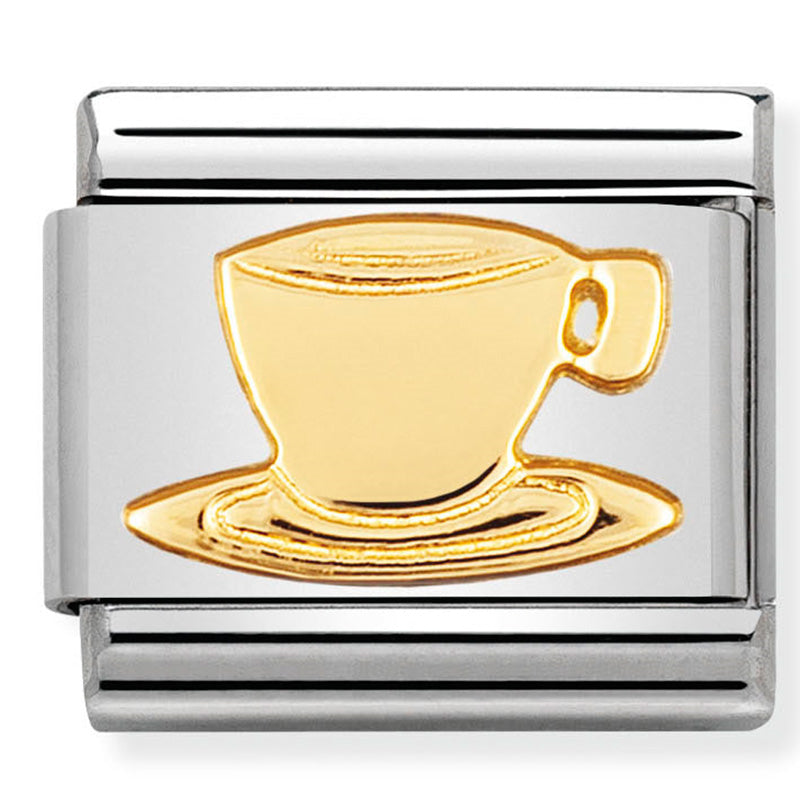 Classic Coffee Cup Charm – Stainless Steel & 18ct Gold