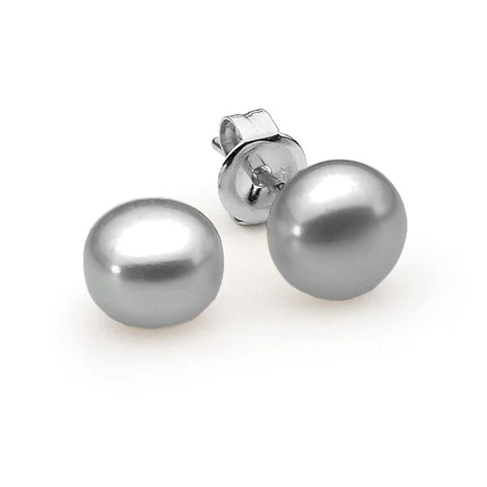 Sterling Silver and Grey Pearl Luna De Studs 9mm