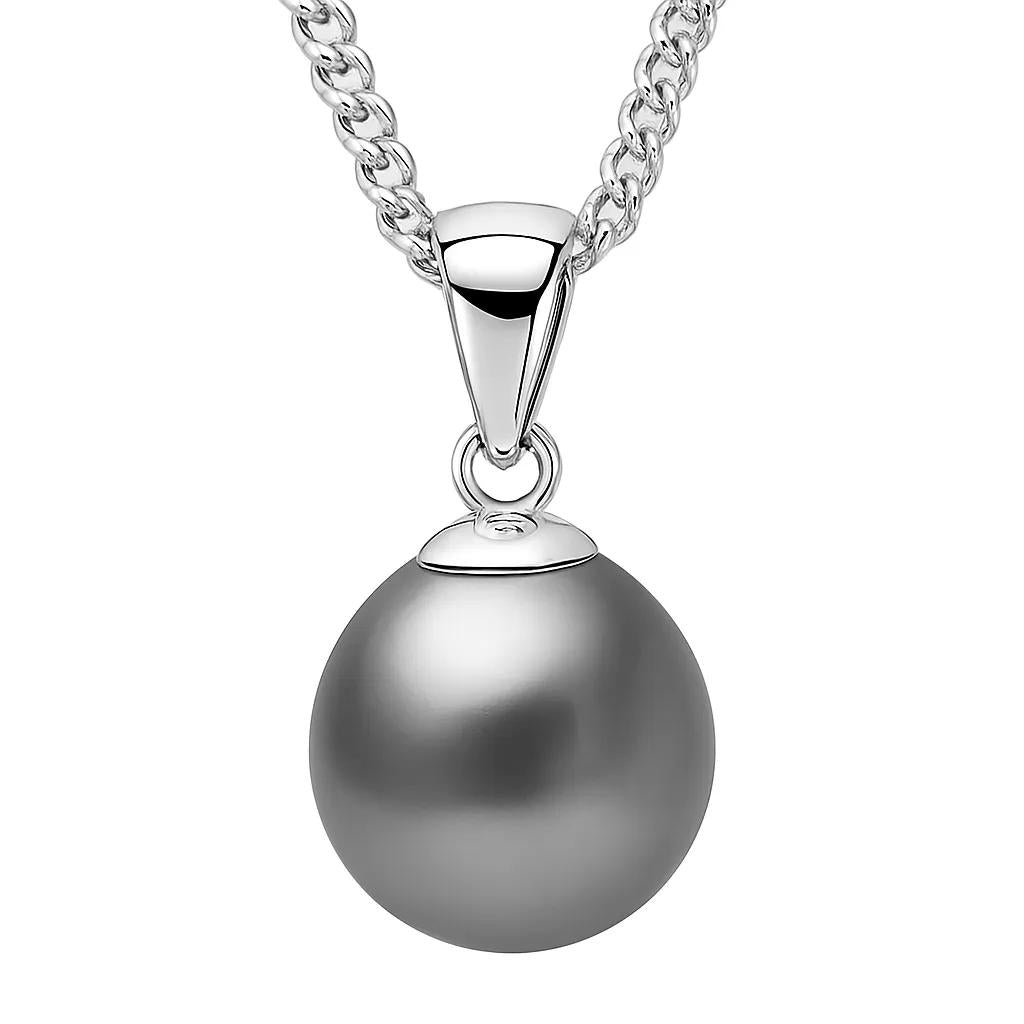 Dyed Grey Freshwater Pearl Drop Pendant – 9–9.5mm, Sterling Silver