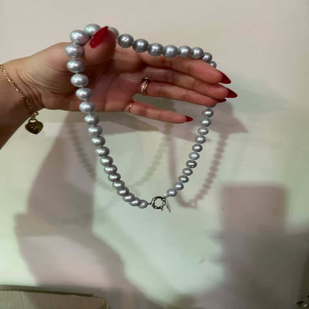 Sterling Silver Euro Bolt 10-11mm Grey Freshwater Pearl Necklace (45cm)