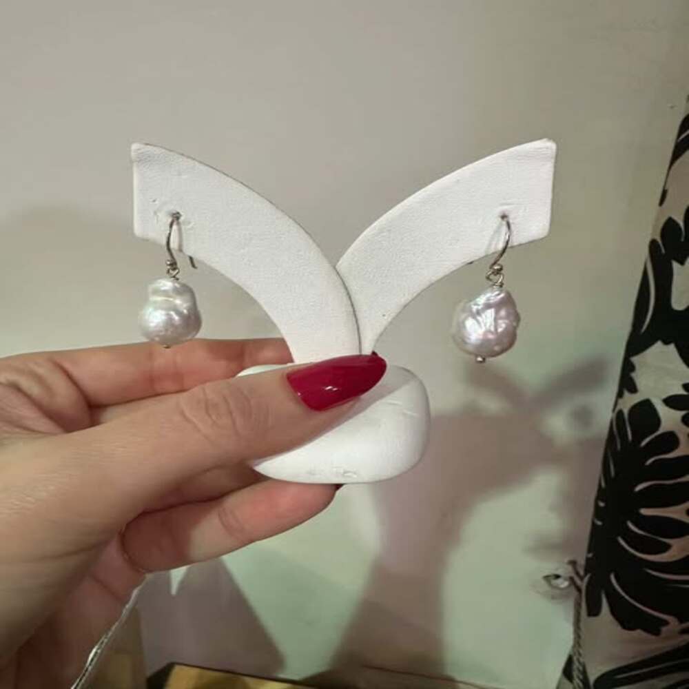 S/S S-Hook Drop Earings WH Baroque Pearls