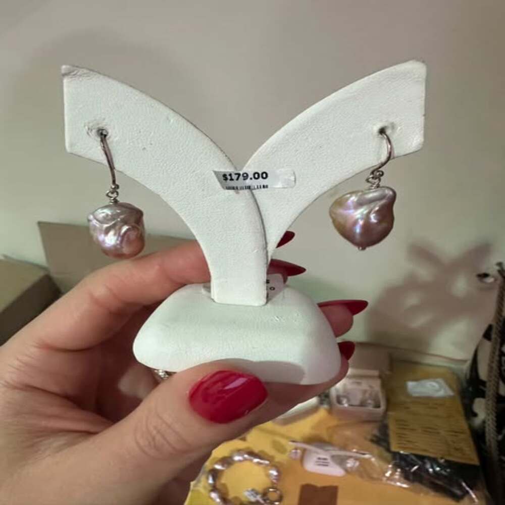 S/S S-Hook Drop Earings Pink Baroque Pearls