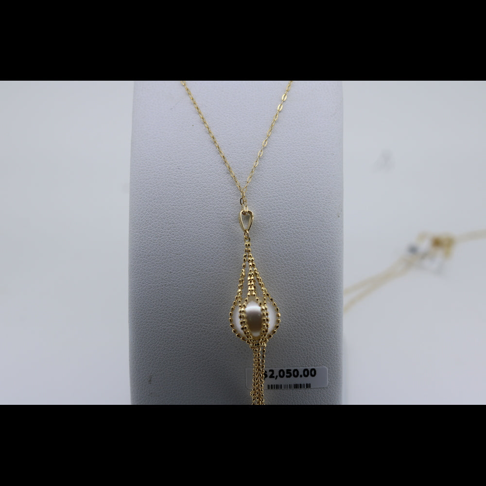 18CT YELLOW GOLD NECKLACE W/ SOUTH SEA 10MM PEARL