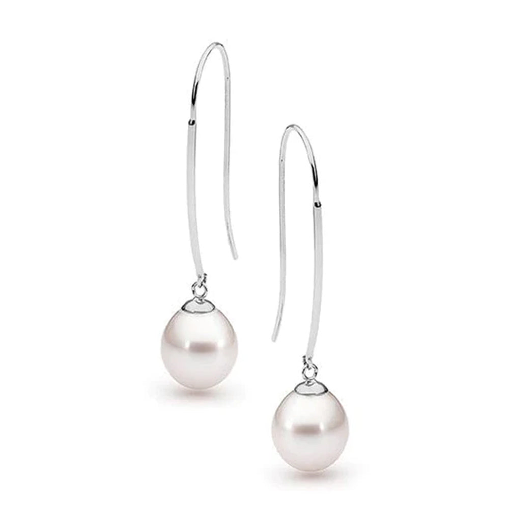 La Perla Sterling Silver French Hook Earrings – White Freshwater Pearl 9–9.5mm