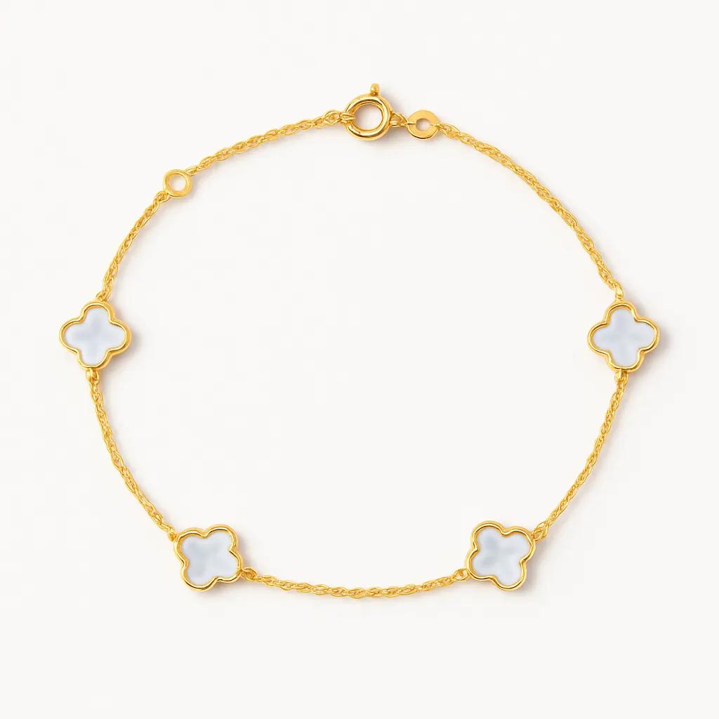 Yellow Gold Mother of Pearl Bracelet 9K YG Large MOP Bracelet