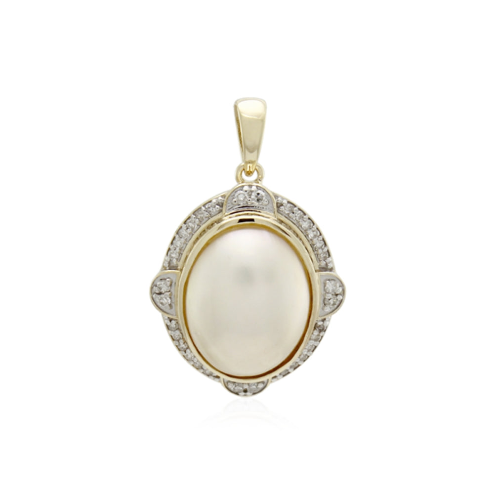 9CT Gold Pearl and Diamond Enhancer Pendant