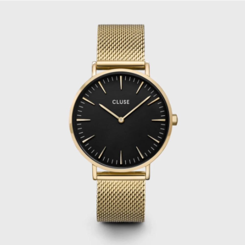 Boho Chic Watch Mesh, Black, Gold Colour