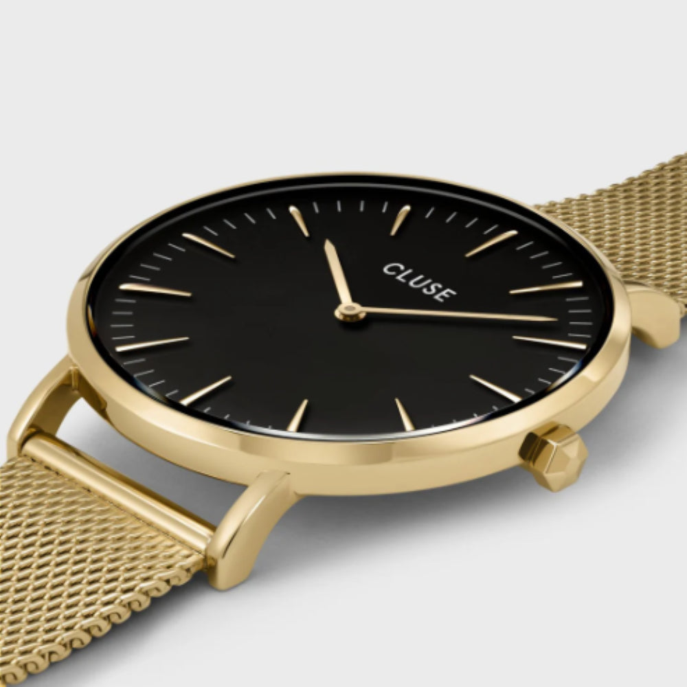 Boho Chic Watch Mesh, Black, Gold Colour