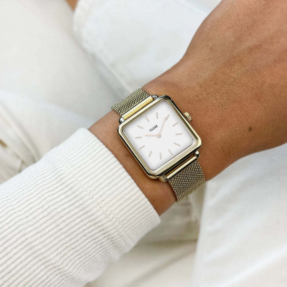 La Tétragone Watch Mesh, White, Gold Colour