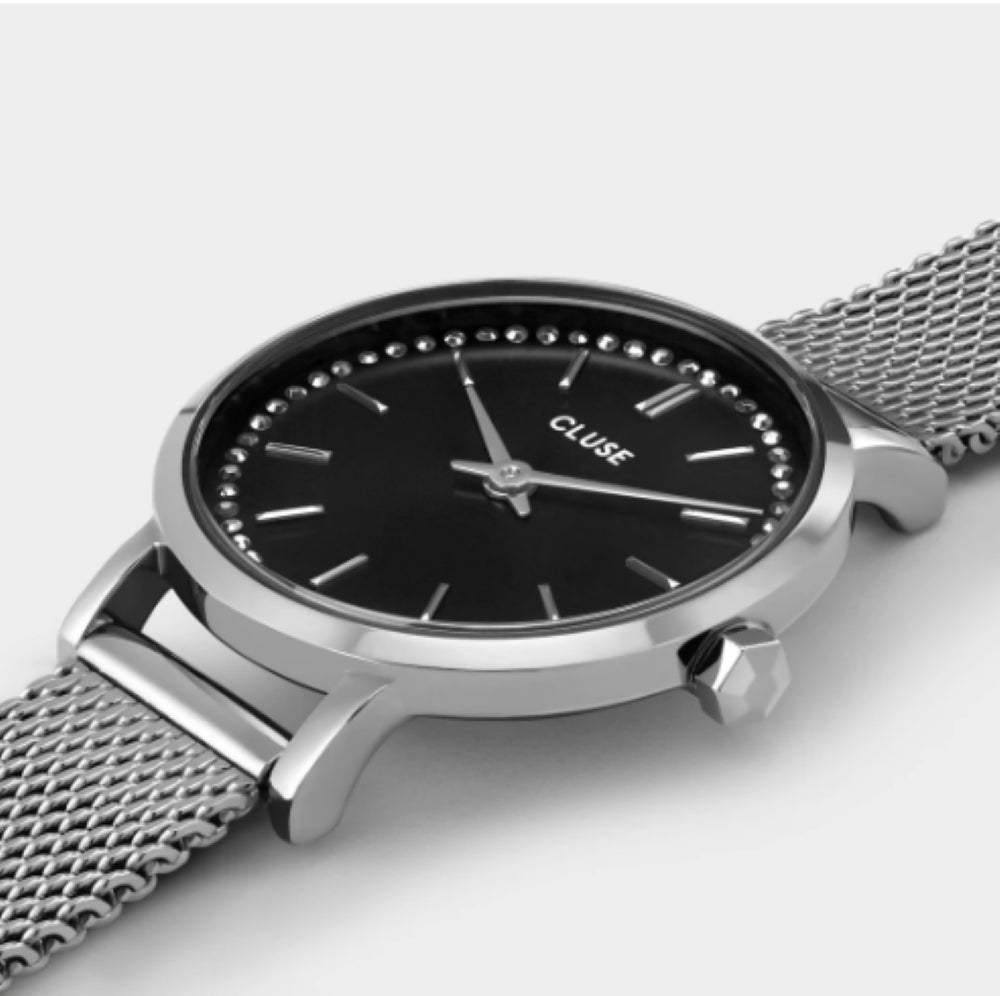 Cluse Boho Chic Petite – Black Crystals & Silver Mesh