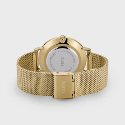 Boho Chic Watch Mesh, White, Gold Colour