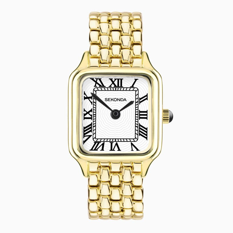 Sekonda Maxi Classic Moncia White Dial Roman, Square Gold Watch