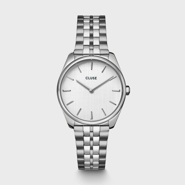 CLUSE Feroce Petite Silver/Silver Linen Link Watch