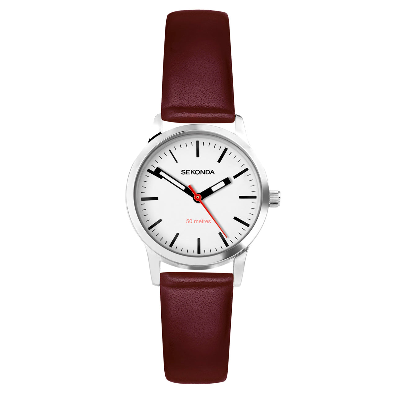 Nordic White Dial Men’s Leather Strap Watch – 28mm