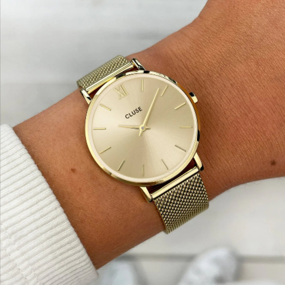 CLUSE Minuit Mesh Full Gold Watch