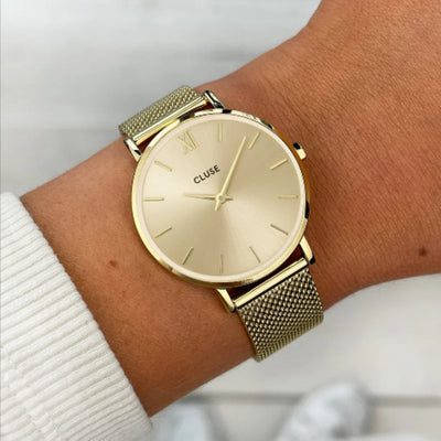 CLUSE Minuit Mesh Full Gold Watch