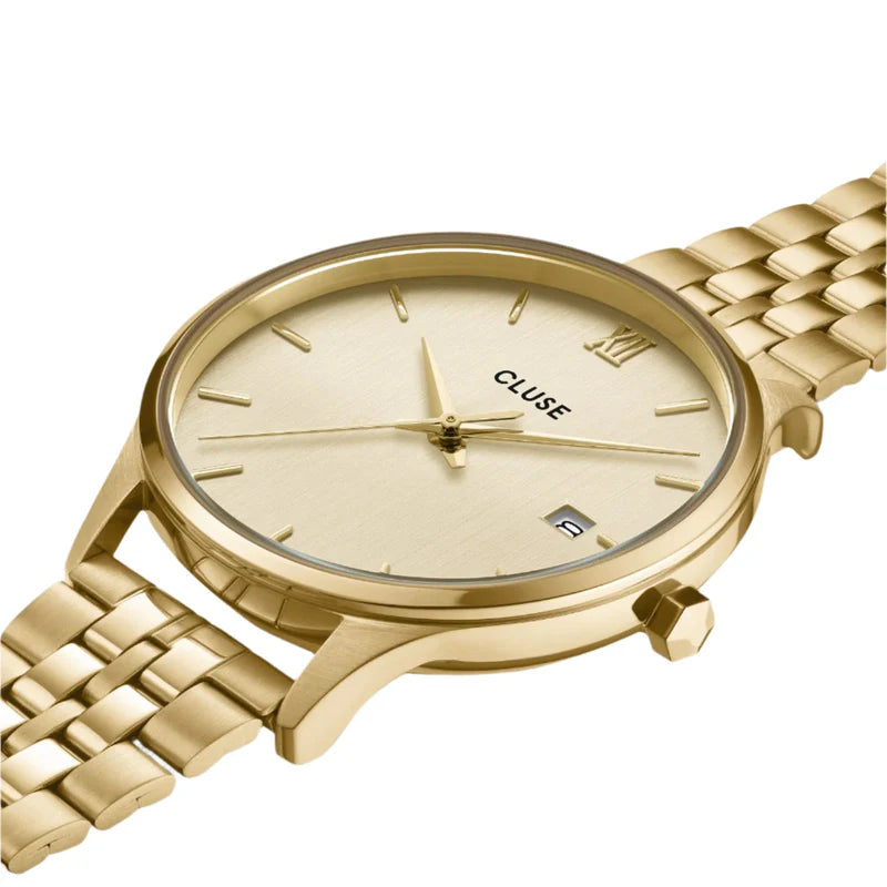 CLUSE Minuit Date Full Gold Link Watch