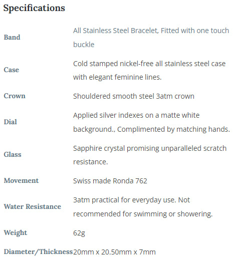 Adina Kensington Tank Style Dress Watch