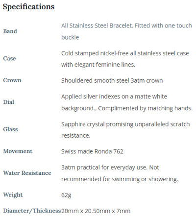 Adina Kensington Tank Style Dress Watch