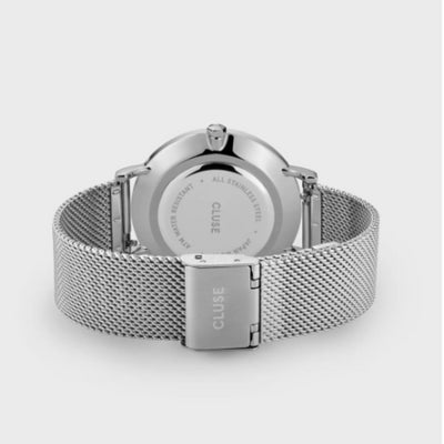 Boho Chic Watch Mesh, White, Silver Colour