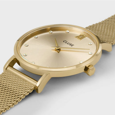 Minuit Watch Mesh Crystals, Full Gold Colour