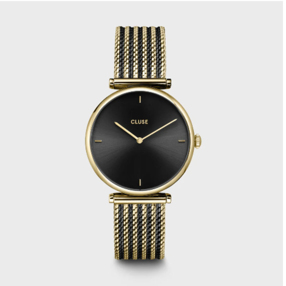 Triomphe Watch Mesh, Black, Gold colour