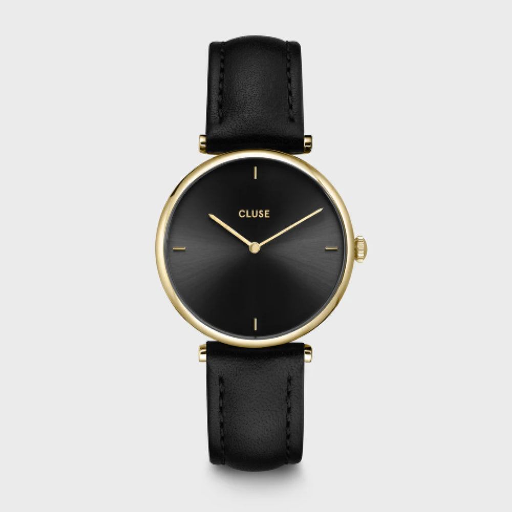 Triomphe Watch Leather, Black, Gold colour