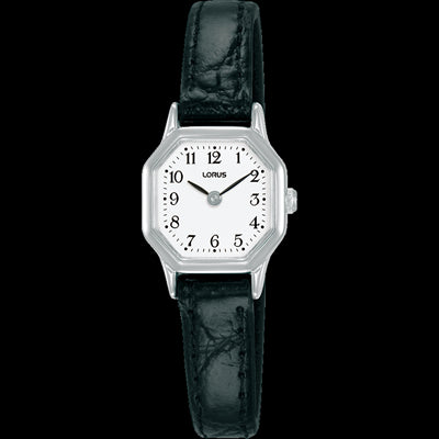 Ladies Dress W silver case leather band