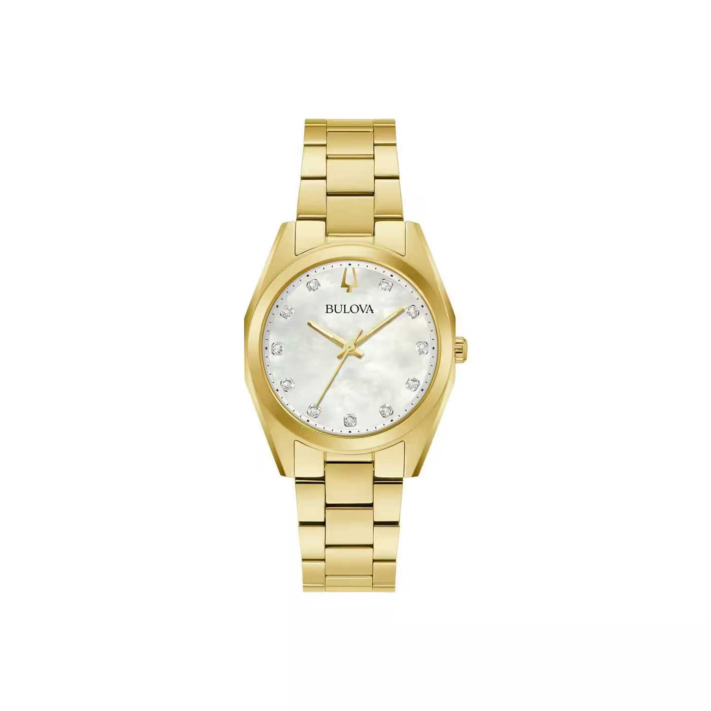 Bulova ladies quartz watch diamond set dial gold plated