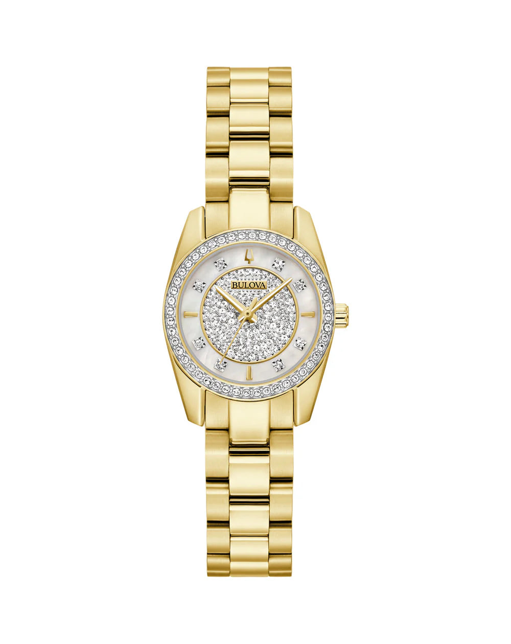Bulova ladies gold plated diamond set watch with bracelet