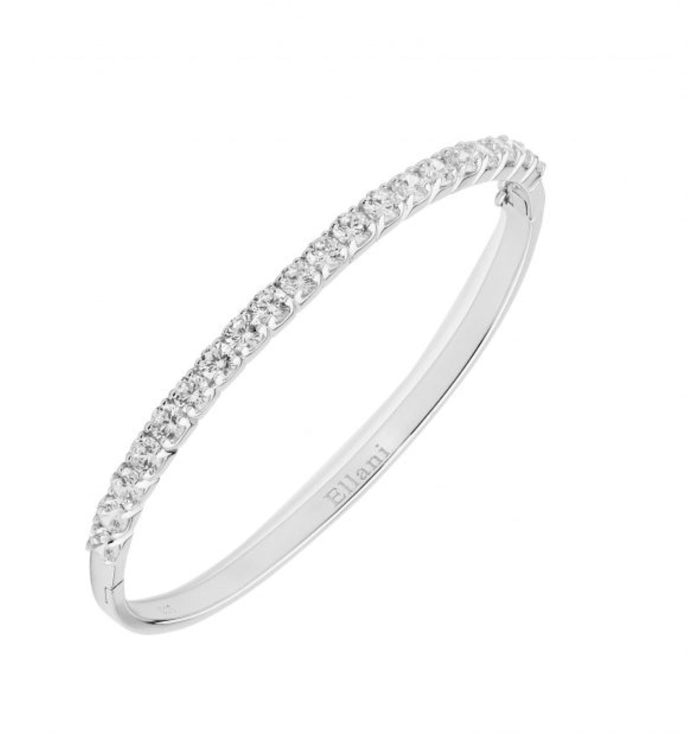 Sterling Silver and Cubic Zirconia Hinge Bangle