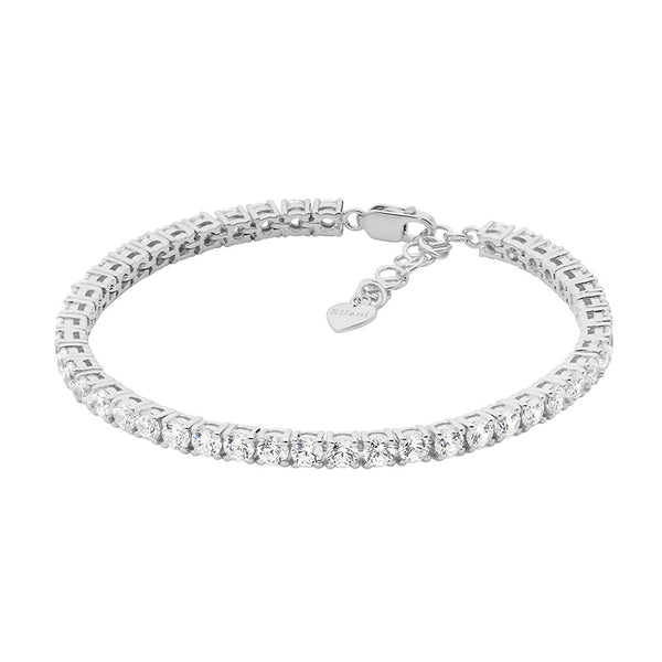 Stainless Steel White CZ 3.5mm Tennis Bracelet with Extension Chain