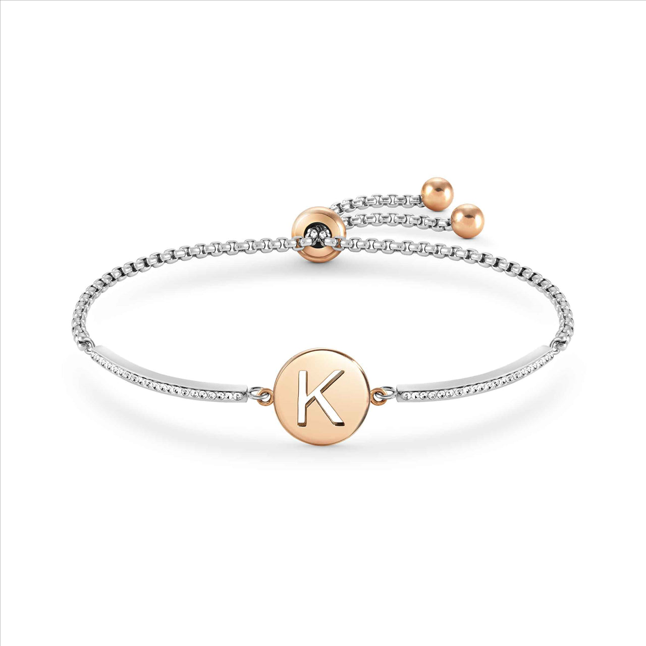 Milleluci Steel & Cubic Zirconia Letters “K” Bracelet