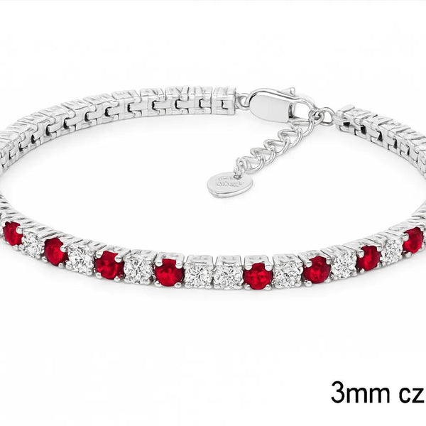 Red and White Cubic Zirconia Tennis Bracelet