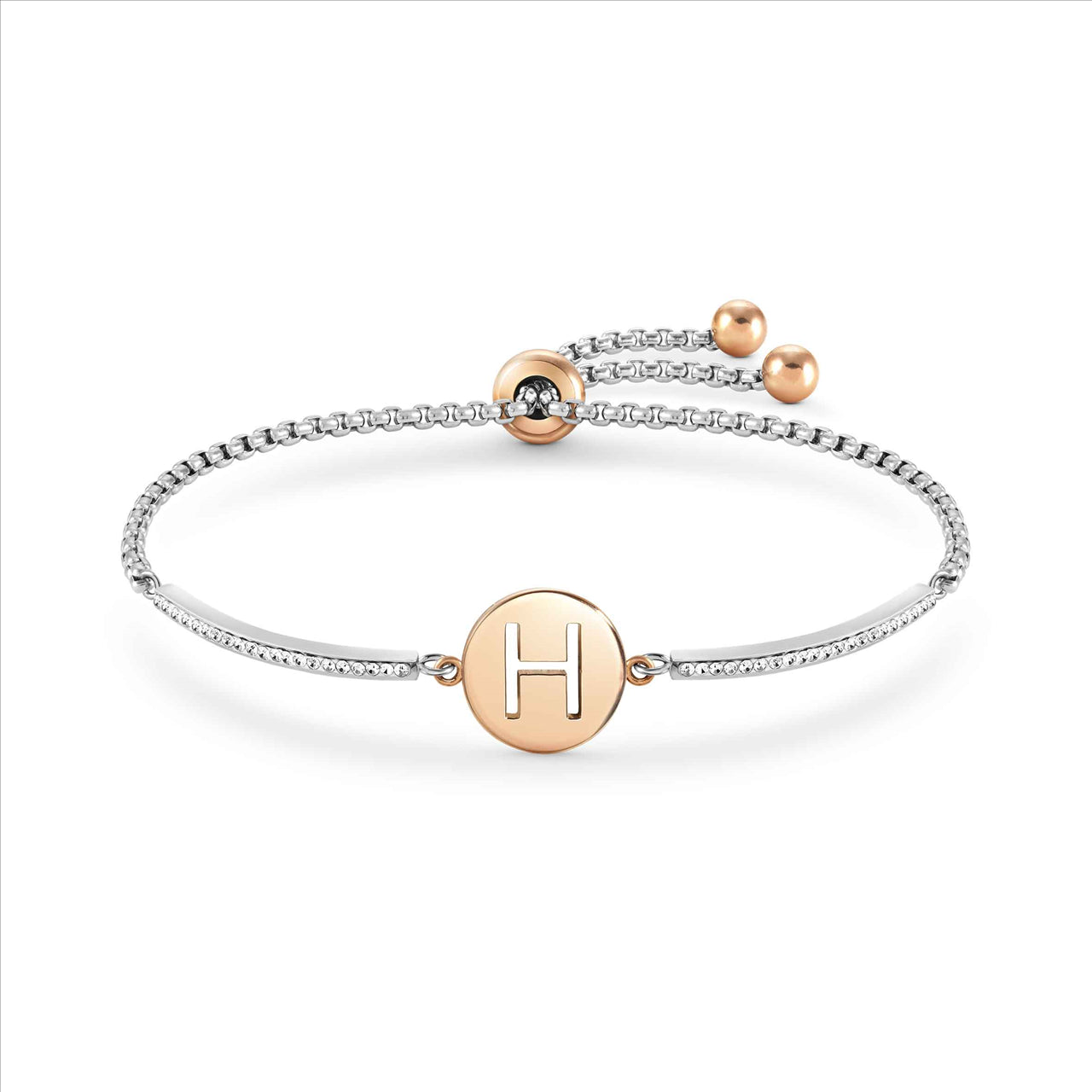 Milleluci Steel & Cubic Zirconia Letters “H” Bracelet