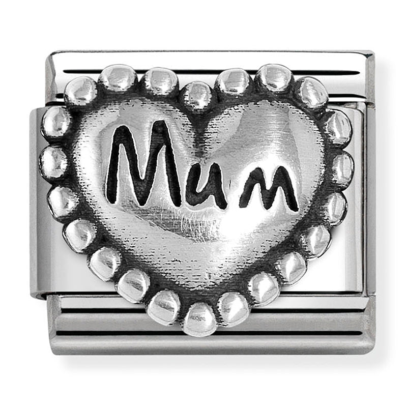 Silver Mum Heart Link