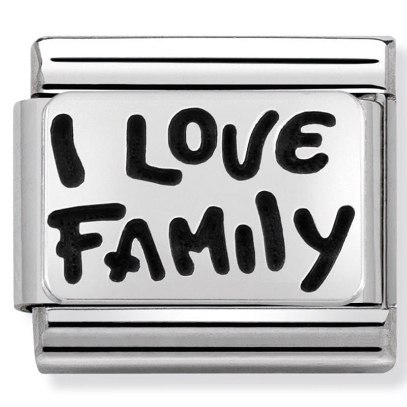 Silver "I Love Family" Link