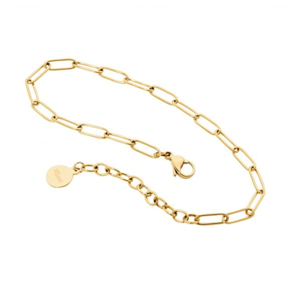 Stainless Steel Gold Plated Paper Link Barcelet - 17cm+2cm ext