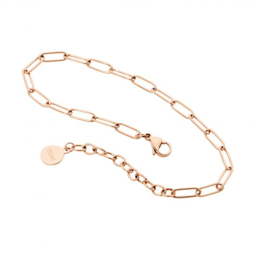 Stainless Steel Rose Gold Plated Paper Link Bracelet - 17cm+2cm ext