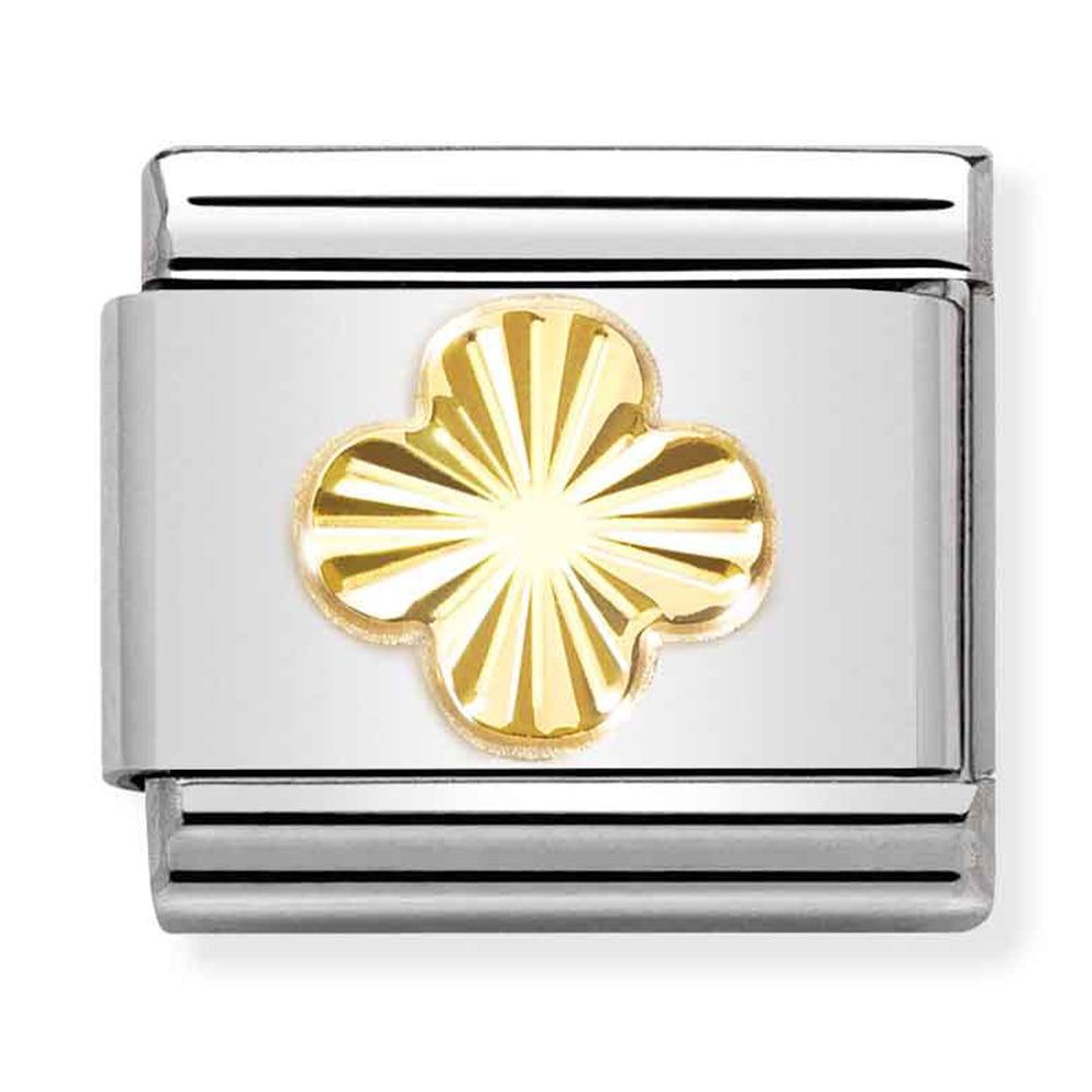 Gold Etched Four-Leaf Clover Link