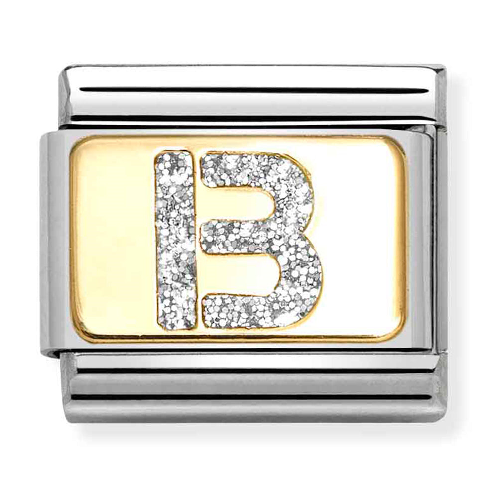 Gold Silver Glitter 'Letter B' Link